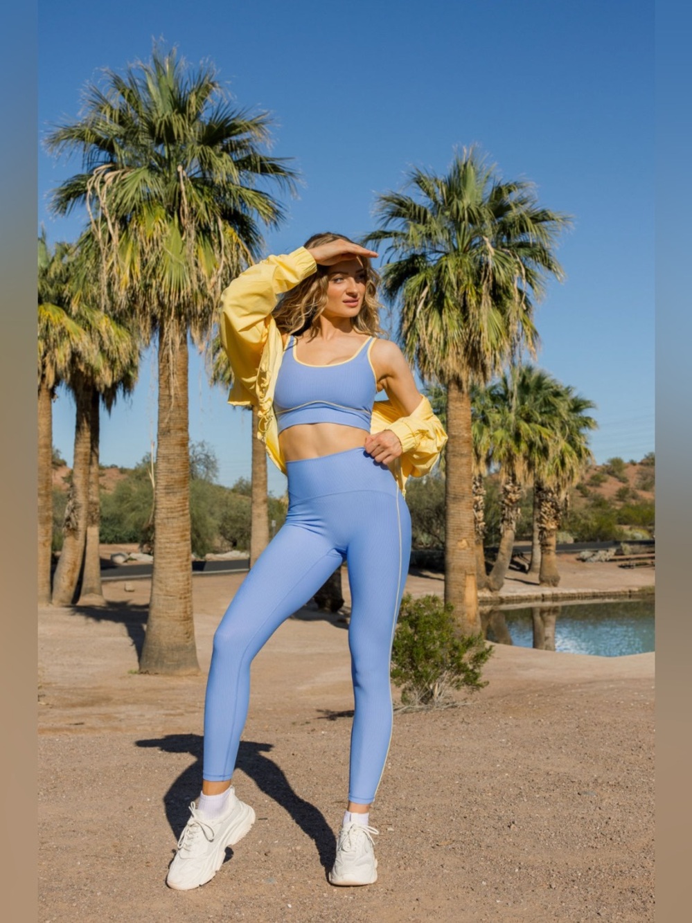 Salt Project power piped ribbed legging Hydrangea/ Buttercup